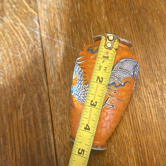 VINTAGE JAPANESE SHOFU HAND PAINTED MORIAGE DRAGONWARE ORANGE VASE - Picture 5 of 5